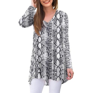 image:imagePOPYOUNG Womens Long Sleeve Tunic Tops Fall Shirts to Wear with Leggings Loose Fit Dressy VNeck Blouse M5XLVwhite Snakeshin