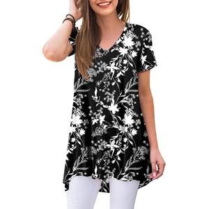 image:imagePOPYOUNG Womens long Tunic Tops to Wear with Leggings Summer Short Sleeve Loose Fit Dressy Shirts M5XLVbellflower