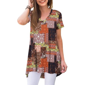 image:imagePOPYOUNG Womens long Tunic Tops to Wear with Leggings Summer Short Sleeve Loose Fit Dressy Shirts M5XLVcolor Block