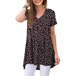 image:imagePOPYOUNG Womens long Tunic Tops to Wear with Leggings Summer Short Sleeve Loose Fit Dressy Shirts M5XLVlittle Floralblack