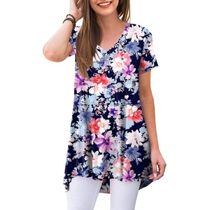 image:imagePOPYOUNG Womens long Tunic Tops to Wear with Leggings Summer Short Sleeve Loose Fit Dressy Shirts M5XLVmixed Light Floral