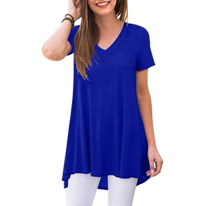 image:imagePOPYOUNG Womens long Tunic Tops to Wear with Leggings Summer Short Sleeve Loose Fit Dressy Shirts M5XLVshort Sleeveroyal Blue