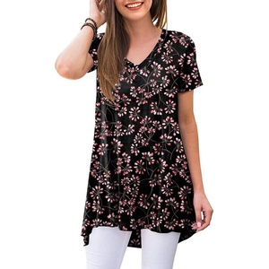image:imagePOPYOUNG Womens long Tunic Tops to Wear with Leggings Summer Short Sleeve Loose Fit Dressy Shirts M5XLVshortgypsophila Black