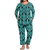 image:imagePOPYOUNG Plus Size Womens Pajama Set 2Pc Long Sleeve with Pockets L5XL1bblueGreen