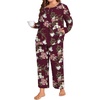 image:imagePOPYOUNG Plus Size Womens Pajama Set 2Pc Long Sleeve with Pockets L5XL1bfloral Wine
