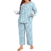image:imagePOPYOUNG Plus Size Womens Pajama Set 2Pc Long Sleeve with Pockets L5XLLighe Blue Sailboat