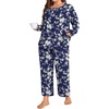 image:imagePOPYOUNG Plus Size Womens Pajama Set 2Pc Long Sleeve with Pockets L5XLWhite Flblue