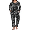 image:imagePOPYOUNG Plus Size Womens Pajama Set 2Pc Long Sleeve with Pockets L5XLWhite Floralblack