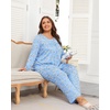 image:imagePOPYOUNG Plus Size Womens Pajama Set 2Pc Long Sleeve with Pockets L5XLWhite Floralblack