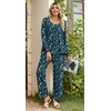 image:imagePOPYOUNG Womens Pajama Set 2 Pieces Fall Pjs Comfy Sleepwear with Pockets  Long Sleeve Top Long Pant Winter Pjs Ladies Pyjamas Lounge set for Daily Wear Nightwear Outfit Travel7floral Sparrow Navy