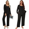 image:imagePOPYOUNG Womens Pajama Set 2 Pieces Fall Pjs Comfy Sleepwear with Pockets  Long Sleeve Top Long Pant Winter Pjs Ladies Pyjamas Lounge set for Daily Wear Nightwear Outfit TravelBlack