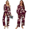 image:imagePOPYOUNG Womens Pajama Set 2 Pieces Fall Pjs Comfy Sleepwear with Pockets  Long Sleeve Top Long Pant Winter Pjs Ladies Pyjamas Lounge set for Daily Wear Nightwear Outfit TravelFloral Wine