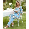 image:imagePOPYOUNG Womens Pajama Set 2 Pieces Fall Pjs Comfy Sleepwear with Pockets  Long Sleeve Top Long Pant Winter Pjs Ladies Pyjamas Lounge set for Daily Wear Nightwear Outfit TravelFloral Blue