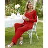 image:imagePOPYOUNG Womens Pajama Set 2 Pieces Fall Pjs Comfy Sleepwear with Pockets  Long Sleeve Top Long Pant Winter Pjs Ladies Pyjamas Lounge set for Daily Wear Nightwear Outfit TravelRed