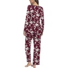 image:imagePOPYOUNG Womens Pajama Set 2 Pieces Fall Pjs Comfy Sleepwear with Pockets  Long Sleeve Top Long Pant Winter Pjs Ladies Pyjamas Lounge set for Daily Wear Nightwear Outfit TravelWine Red White Floral