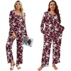 image:imagePOPYOUNG Womens Pajama Set 2 Pieces Fall Pjs Comfy Sleepwear with Pockets  Long Sleeve Top Long Pant Winter Pjs Ladies Pyjamas Lounge set for Daily Wear Nightwear Outfit TravelWine Red White Floral