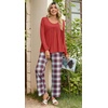 image:imagePOPYOUNG Womens Pajama Set 2 Pieces Fall Pjs Comfy Sleepwear with Pockets  Long Sleeve Top Long Pant Winter Pjs Ladies Pyjamas Lounge set for Daily Wear Nightwear Outfit TravelRed Blue Plaid