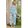 image:imagePOPYOUNG Womens Pajama Set 2 Pieces Fall Pjs Comfy Sleepwear with Pockets  Long Sleeve Top Long Pant Winter Pjs Ladies Pyjamas Lounge set for Daily Wear Nightwear Outfit TravelFloral Blue