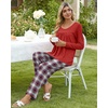 image:imagePOPYOUNG Womens Pajama Set 2 Pieces Fall Pjs Comfy Sleepwear with Pockets  Long Sleeve Top Long Pant Winter Pjs Ladies Pyjamas Lounge set for Daily Wear Nightwear Outfit TravelRed Blue Plaid