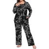 image:imagePOPYOUNG Plus Size Womens Pajama Set 2Pc Long Sleeve with Pockets L5XLWhite Floralblack