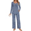 image:imagePOPYOUNG Womens Pajama Set 2 Pieces Fall Pjs Comfy Sleepwear with Pockets  Long Sleeve Top Long Pant Winter Pjs Ladies Pyjamas Lounge set for Daily Wear Nightwear Outfit TravelSpotted Navy