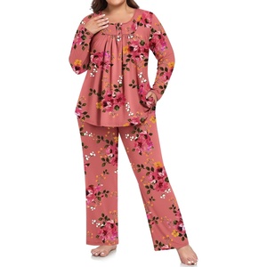 image:imagePOPYOUNG Plus Size Womens Pajama Set 2Pc Long Sleeve with Pockets L5XL1bpeach Pink