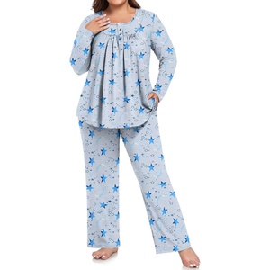 image:imagePOPYOUNG Plus Size Womens Pajama Set 2Pc Long Sleeve with Pockets L5XLGray StarMoon