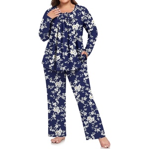 image:imagePOPYOUNG Plus Size Womens Pajama Set 2Pc Long Sleeve with Pockets L5XLWhite Flblue