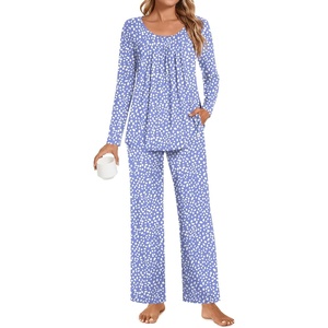 image:imagePOPYOUNG Womens Pajama Set 2 Pieces Fall Pjs Comfy Sleepwear with Pockets  Long Sleeve Top Long Pant Winter Pjs Ladies Pyjamas Lounge set for Daily Wear Nightwear Outfit TravelSpotted Purple