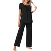 image:imagePOPYOUNG Womens Pajama Set 2 Piece Outfits Lounge Fall Pj Sets  Side Pockets  Summer Pjs  Soft Sleepwear  Maternity Loungewear  pijamas de mujerBlack