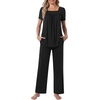 image:imagePOPYOUNG Womens Pajama Set 2 Piece Outfits Lounge Fall Pj Sets  Side Pockets  Summer Pjs  Soft Sleepwear  Maternity Loungewear  pijamas de mujerBlack