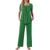 image:imagePOPYOUNG Womens Pajama Set 2 Piece Outfits Lounge Fall Pj Sets  Side Pockets  Summer Pjs  Soft Sleepwear  Maternity Loungewear  pijamas de mujerGreen
