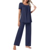 image:imagePOPYOUNG Womens Pajama Set 2 Piece Outfits Lounge Fall Pj Sets  Side Pockets  Summer Pjs  Soft Sleepwear  Maternity Loungewear  pijamas de mujerNavy Blue