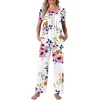image:imagePOPYOUNG Womens Pajama Set 2 Piece Outfits Lounge Fall Pj Sets  Side Pockets  Summer Pjs  Soft Sleepwear  Maternity Loungewear  pijamas de mujerPink Flowerwhite