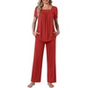 image:imagePOPYOUNG Womens Pajama Set 2 Piece Outfits Lounge Fall Pj Sets  Side Pockets  Summer Pjs  Soft Sleepwear  Maternity Loungewear  pijamas de mujerRed