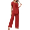 image:imagePOPYOUNG Womens Pajama Set 2 Piece Outfits Lounge Fall Pj Sets  Side Pockets  Summer Pjs  Soft Sleepwear  Maternity Loungewear  pijamas de mujerRed