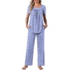 image:imagePOPYOUNG Womens Pajama Set 2 Piece Outfits Lounge Fall Pj Sets  Side Pockets  Summer Pjs  Soft Sleepwear  Maternity Loungewear  pijamas de mujerSpotted Blue