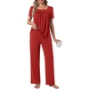 image:imagePOPYOUNG Womens Pajama Set 2 Piece Outfits Lounge Fall Pj Sets  Side Pockets  Summer Pjs  Soft Sleepwear  Maternity Loungewear  pijamas de mujerRed