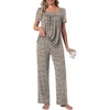 image:imagePOPYOUNG Womens Pajama Set 2 Piece Outfits Lounge Fall Pj Sets  Side Pockets  Summer Pjs  Soft Sleepwear  Maternity Loungewear  pijamas de mujerSpotted Brown