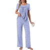 image:imagePOPYOUNG Womens Pajama Set 2 Piece Outfits Lounge Fall Pj Sets  Side Pockets  Summer Pjs  Soft Sleepwear  Maternity Loungewear  pijamas de mujerSpotted Blue