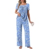 White Floral-blue