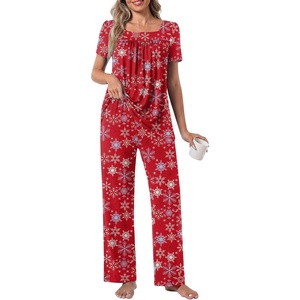 image:imagePOPYOUNG Womens Pajama Set 2 Piece Outfits Lounge Fall Pj Sets  Side Pockets  Summer Pjs  Soft Sleepwear  Maternity Loungewear  pijamas de mujerChristmas Snow Red
