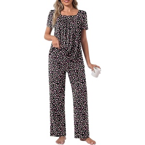 image:imagePOPYOUNG Womens Pajama Set 2 Piece Outfits Lounge Fall Pj Sets  Side Pockets  Summer Pjs  Soft Sleepwear  Maternity Loungewear  pijamas de mujerLittle Floralblack