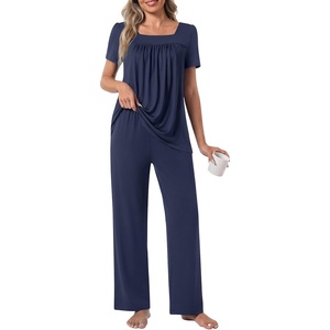 image:imagePOPYOUNG Womens Pajama Set 2 Piece Outfits Lounge Fall Pj Sets  Side Pockets  Summer Pjs  Soft Sleepwear  Maternity Loungewear  pijamas de mujerNavy Blue