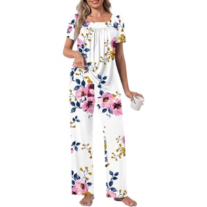 image:imagePOPYOUNG Womens Pajama Set 2 Piece Outfits Lounge Fall Pj Sets  Side Pockets  Summer Pjs  Soft Sleepwear  Maternity Loungewear  pijamas de mujerPink Flowerwhite