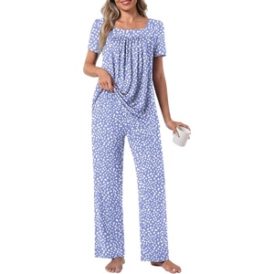 image:imagePOPYOUNG Womens Pajama Set 2 Piece Outfits Lounge Fall Pj Sets  Side Pockets  Summer Pjs  Soft Sleepwear  Maternity Loungewear  pijamas de mujerSpotted Blue