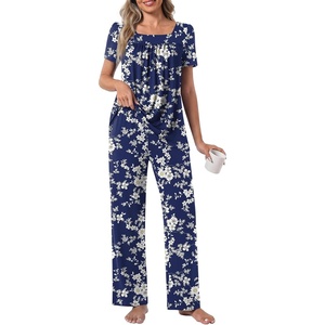 image:imagePOPYOUNG Womens Pajama Set 2 Piece Outfits Lounge Fall Pj Sets  Side Pockets  Summer Pjs  Soft Sleepwear  Maternity Loungewear  pijamas de mujerWhite Little Flower