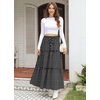 image:imagePOPYOUNG Maxi Skirts for Women Floral Printed Long Flowy Skirt with Pockets  Boho Skirts Trendy Drawstring High Waist Ruffle Casual Loose Fit Long Dress for Summer Teacher Beach Vacation OutfitsBlack Polka Dots