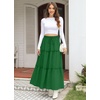 image:imagePOPYOUNG Maxi Skirts for Women Floral Printed Long Flowy Skirt with Pockets  Boho Skirts Trendy Drawstring High Waist Ruffle Casual Loose Fit Long Dress for Summer Teacher Beach Vacation OutfitsDark Green