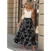 image:imagePOPYOUNG Maxi Skirts for Women Floral Printed Long Flowy Skirt with Pockets  Boho Skirts Trendy Drawstring High Waist Ruffle Casual Loose Fit Long Dress for Summer Teacher Beach Vacation OutfitsWhite Fl Carvings Black